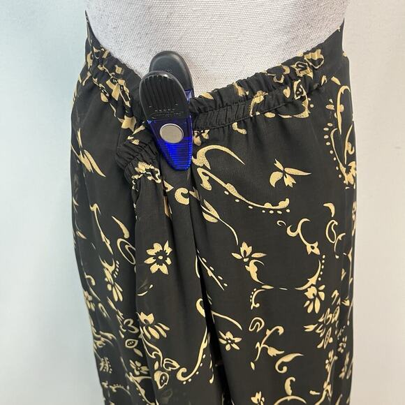 Sag Harbor Skirt size Large Black Brown Floral Sheer Long A Line Pleated Modest - Picture 9 of 11